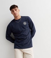 New Look Navy Have a Good Day Logo Long Sleeve T-Shirt